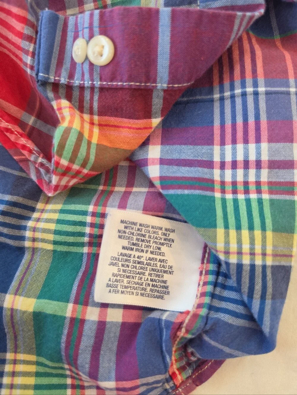RALPH LAUREN Boy's Plaid Shirt Size 4/4T 100% Cotton Long Sleeve